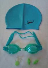 Paket olahraga renang speedo/topi renang + kacamata + penutup telinga hidung speedo