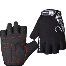 PALIGHT Sejuk Anti Slip Anti Guncangan Sarung Tangan Bersepeda (HITAM L)