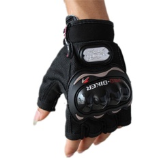 PALIGHT Generik Serat Karbon PRO Sepeda Motor Sepeda Motor Balap Sarung Tangan (warna: Hitam Setengah Jari Ukuran: M)