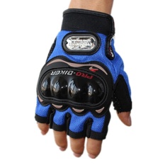 Generik PALIGHT Serat Karbon PRO Sepeda Motor Sepeda Motor Balap Sarung Tangan (warna: Biru Setengah Jari Ukuran: M)-Intl