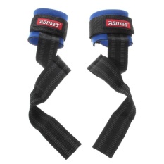 Panda Online Berat Lifting Bar Genggaman Straps Wrist Penopang Gym Latihan Wraps Bangage Sarung Tangan (Biru)