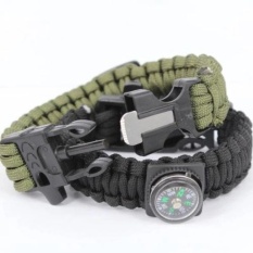 Paracord Survival Bracelet With Magnesium Flint Fire Starter Compass /VAGANZA.