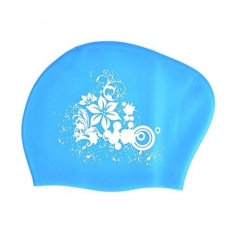 Peacoco Besar Silicone Swim Cap untuk Wanita Wanita Pria dan Dewasa, Swimming Cap untuk Rambut Panjang, Rambut Tebal, Rambut Keriting, Gimbal, Telinga Bungkus Swim Hat Menjaga Kering Rambut Biru Muda-Internasional