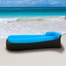 PopSky Giant Inflatable Lounger Chair with Carry Bag and Inflatable Air Sofa. Inflates in Seconds. Hangout as Lounge Chair, Bean Bag, Air Hammock, Sofa, Couch, Air Bag.for Your Life Add Happy and Rest-Blue and Black - intl