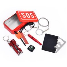 Portable Emergency Outdoor Peralatan Darurat Bag Survival Kit Kotak Kotak Self-help SOS Peralatan untuk Camping Hiking-Intl