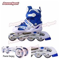 Power Sport in Line Skate Sepatu Roda 2 in 1 Adjustable Wheel - Biru