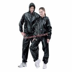 Power Sport Sauna Suit Platinum Carbon Baju Sauna Pembakar Lemak dgn Resleting & Hoodie - Hitam