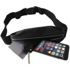 Promo!! Sport Belt Waterproof Tas Pinggang Olahraga Dompet Smartphone Premium High Quality Running / Bersepeda / Jogging / Jalan Santai - Hitam