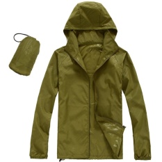 Qimiao Pria Wanita Cepat Kering Daki Gunung Jaket Anti-Air UPF30 Matahari & UV Perlindungan Mantel Luar Ruangan Sport Kulit Kemah Clothing Warna: hijau Angkatan Darat Ukuran: L-Internasional