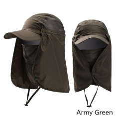 Ready Stock Unisex Outdoor Neck Protection Waterproof Sunshine Blocking Bush Hat Jungle Hat Sun Hat (Army Green) - intl