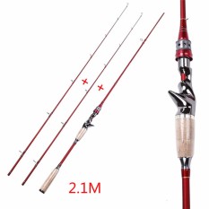 Red 2 Section 2.1m joran pancing Casting Fishing Rod with an Extra Top Section Bass Fishing Rod