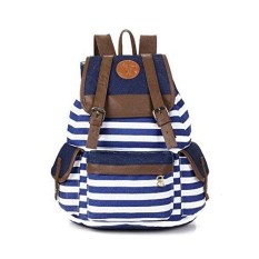 Redcolourful Wowlife Uniseks Tas Kanvas Ransel Kanvas Modis Super Lucu Garis Sekolah College untuk Anak Remaja Remaja Putri (Biru) -Internasional