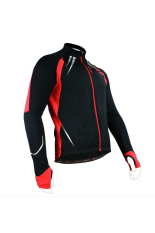 Santic Fleece Thermal Panjang Jersey Jaket Musim Dingin Gabriel Hitam Merah