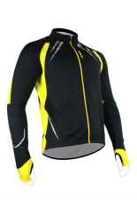 Santic Fleece Thermal Panjang Jersey Jaket Musim Dingin Gabriel Hitam Kuning