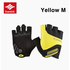 Santic Musim Panas Pro Sarung Tangan Bersepeda Sarung Tangansetengah Jari MTB Sepeda Sepeda Breathable Sarung Tangan Shockproof Non-slip 6 Warna (Kuning) -Intl