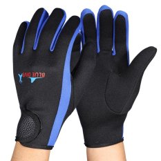 Scuba Diving Air Snorkelling Neoprene Sarung Tangan Olahraga Hitam Biru L-Intl