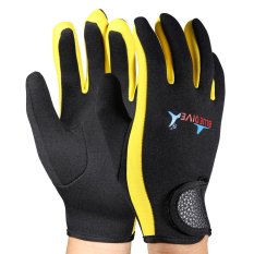 Scuba Menyelam Olahraga Air Snorkelling Neoprene Sarung Tangan Hitam Kuning S-Internasional
