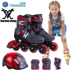Sepatu roda inline skate hitam merah lengkap