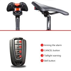 Mountain Bike LED COB Taillights Lampu Kabel USB Rechargeable Anti-Theft Alarm Peringatan dengan Electric Bell Wireless Remote Control Burglar Alarm-Intl