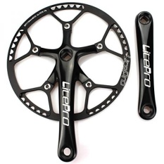 Satu Gir Pedal Kecepatan Set 56 T 170 Mm Crankarms 130 BCD Litepro Lipat Crankset Sepeda dengan Penutup Pelindung untuk Sepeda Satu Kecepatan, mengikuti Sepeda Jalanan, Gigi Tetap, Fixie, Dahon (Persegi Lancip, HITAM)-Intl