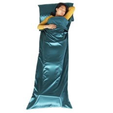 Spandex Satin Sleeping Bag Portable Indoor Outdoor Envelope LinerSingle Adult Sleeping Couch for Camping Travel (Green)
