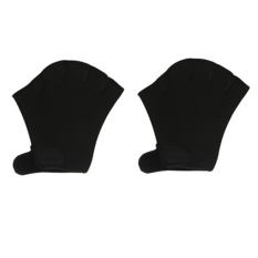 Sphere Webbed Swim Gloves Diving Finger Fin Surfing Swimming Sports Paddle Training Fingerless Gloves Color:Black Size:M