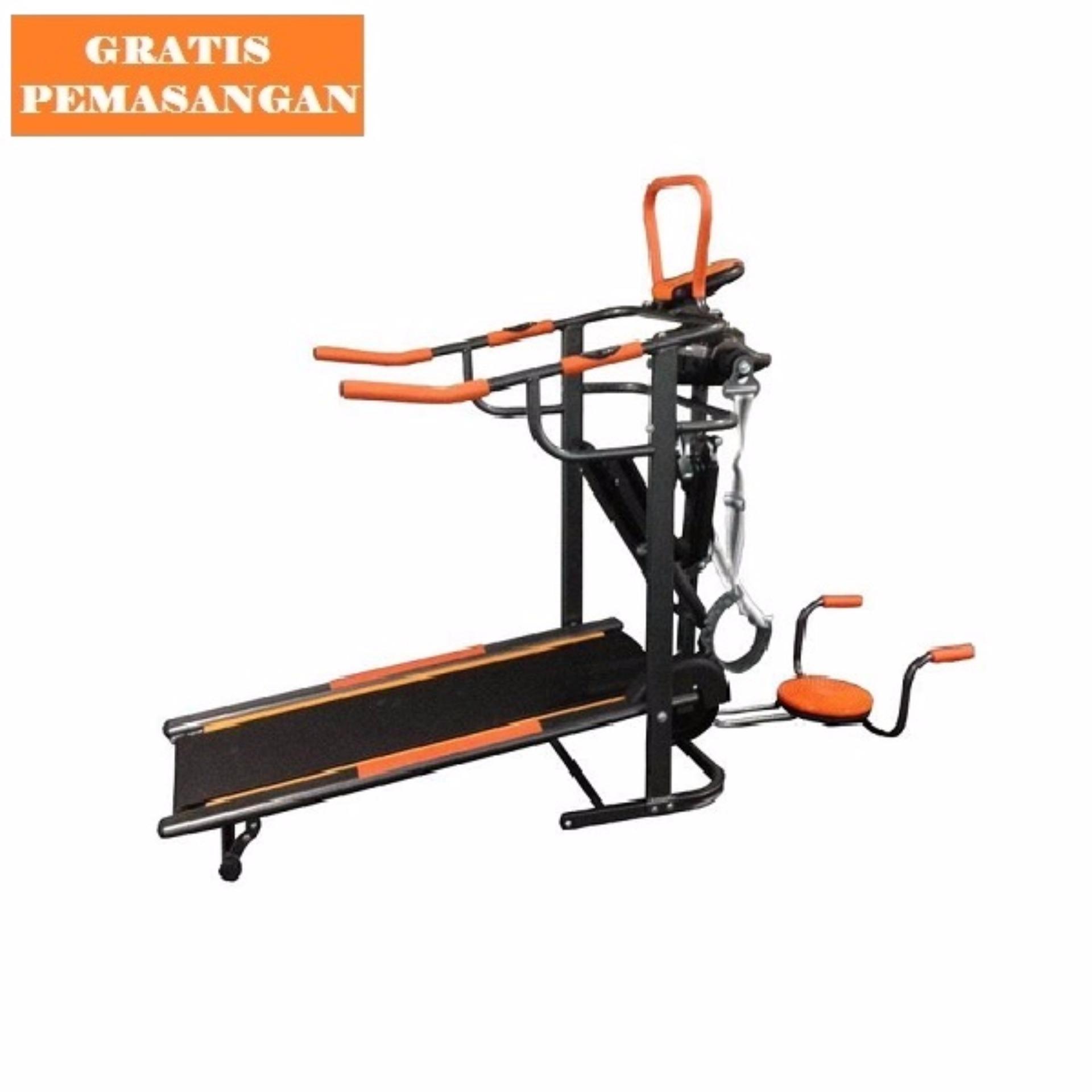 Gratis Ongkir Jabodetabek-Karawang-Serang Sports Treadmill Manual 6 Fungsi Incline Black