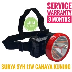 SURYA Lampu Senter Kepala Cahaya KUNING 1W Super LED Rechargeable Head Lamp – SYH L1W YELLOW