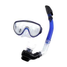 Topeng Menyelam Kaca Diperkeras With Tabung Pernapasan Snorkelling Combo Set (biru)-Intl
