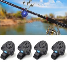 TOMSOO 4 X Elektronik LED Light Memancing Bite Sound Alarm Peringatan Bell Klip Pada Joran-Intl
