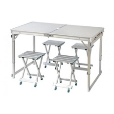 Inovasi Merek Dagang 47.2 4 Orang Aluminium Ringan Folding Camp Tabel dengan 4 Folding Stools Oleh Inovasi Merek Dagang-Intl