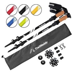 TrailBuddy Tiang Trekking-2-pc Pack Adjustable Hiking atau Tongkat Kuat, Aluminium Ringan 7075-Penyesuaian Cepat Fli-Intl