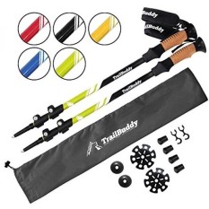 TrailBuddy Tiang Trekking-2-pc Pack Adjustable Hiking atau Tongkat Kuat, Aluminium Ringan 7075-Penyesuaian Cepat Fli-Intl