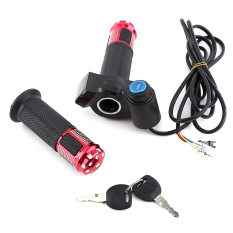 Pelintir Gas Grip Pegangan With Kunci Mengunci Tampilan Layar LED untuk Sepeda Listrik (merah)-International