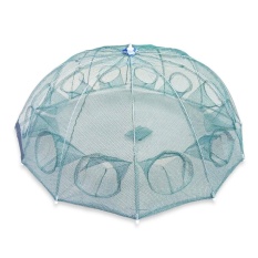 Ubest 12 Lubang Nilon Automatic Fishing Net Udang Kandang Lipat Fishing Cast Net-Intl