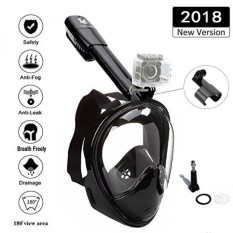 Vilisun Masker Snorkel Wajah Penuh, 180 ° Tampilan Besar Di Bawah Air Menyelam Topeng, kering Terbaik Snorkeling Tabung dan Dilepas GoPro Dudukan, bernafas Lega Anti Kabut Anti Bocor Desain untuk Orang Dewasa dan Remaja (K-Hitam, S/M) -Internasional