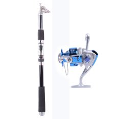 Paus Emisi Portabel Joran 2,1 M + Kursi Goyang Pening Memancing Gulungan Rol Pancing Ikan Kapal Laut Jalur Roda Berputar Gigi FB6000 (Biru)