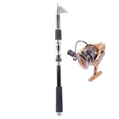 Paus Emisi Portabel Joran 2,4 m + Kursi Goyang Pening Memancing Gulungan Rol Pancing Ikan Kapal Laut Jalur Roda Berputar Gigi FB4000 (Gold)