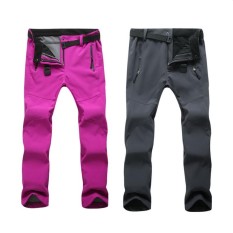 Wanita Pria Tebal Hangat Bulu Softshell Celana Anti-Air Tahan Angin Celana untuk Memancing Kemah Daki Gunung Ski Warna: model Wanita Abu-abu Ukuran: XL-Internasional