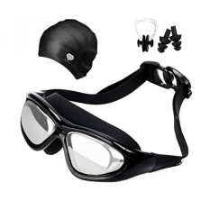 Youandme Swimming Goggles, No Leaking, Anti-Fog, UV Protection Swimming Glasses with Swimming cap, Ear Plugs, Nose Clip and Protective Case, Adjustable Strap Comfortable Fit For Men, Women, Youth.