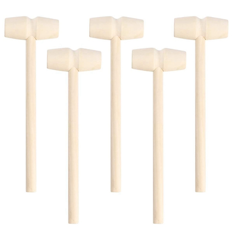 30Pcs Wooden Hammer Lobster Shellfish Crab Hardwood Mallet Gavel Toy for Boys Girls Leather Craft Jewelry Making