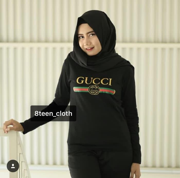 HARGA PROMO!!! T-shirt/Kaos Wanita Lengan Panjang GUXXI Warna/Baju Wanita - Putih