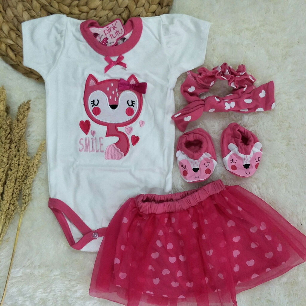 Little Z Tercantik Set 4in1 Smile Kitty Love Fre Bandana Sepatu