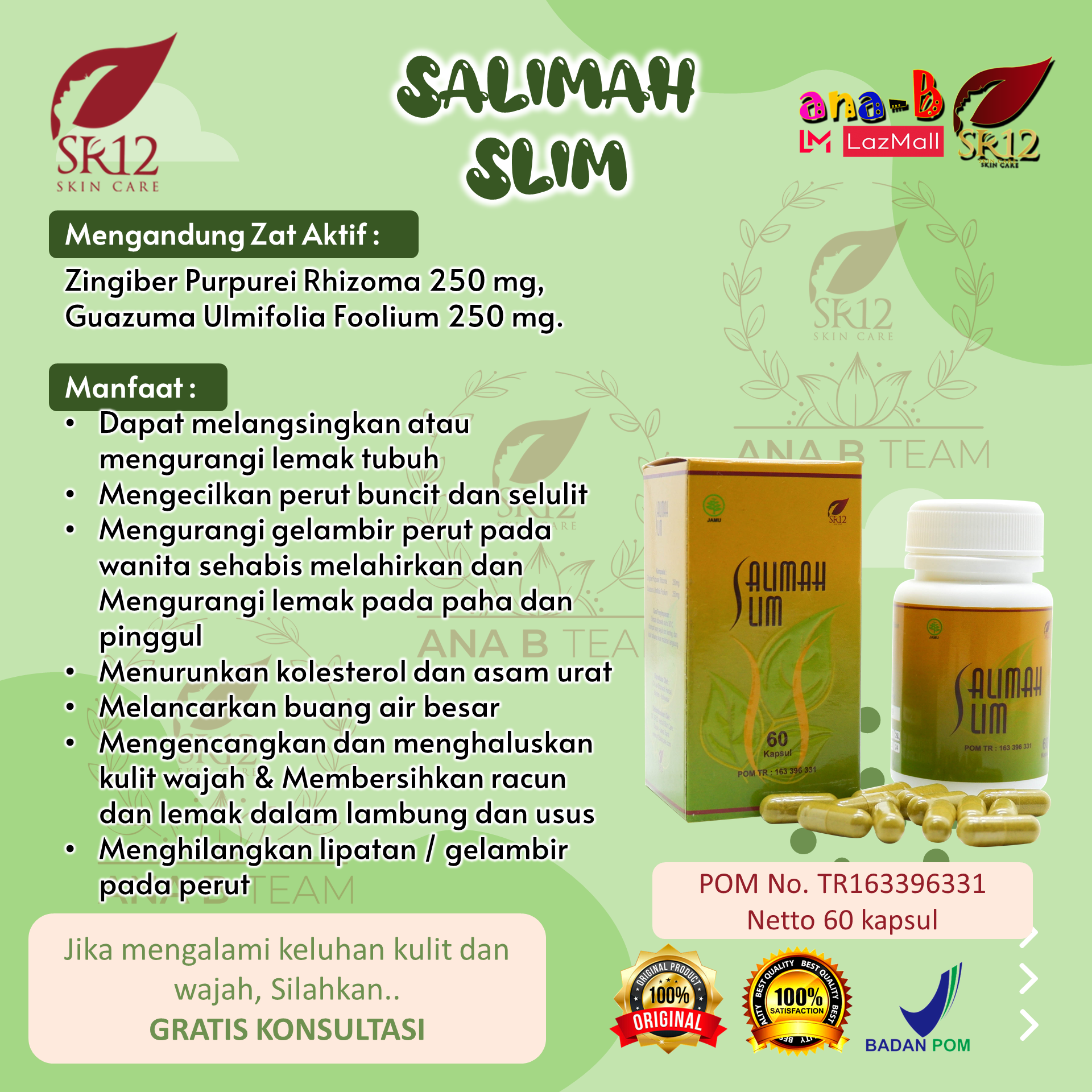 Obat Diet Herbal Obat Pelangsing Herbal Salimah Slim Sr12 Bpom | Lazada Indonesia
