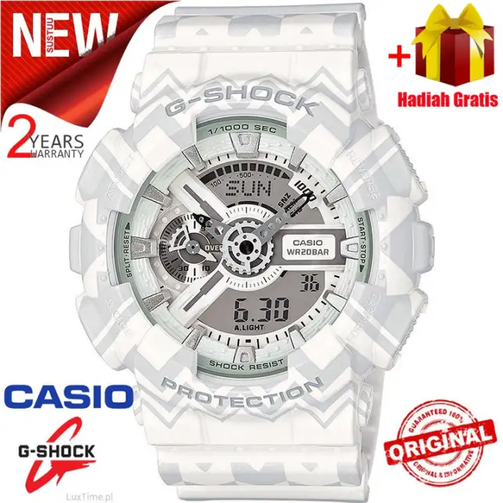 Asli G Shock Ga110 Jam Tangan Olahraga Pria Tampilan Ganda 200m Tahan Air Shockproof Dan Waterproof Kalender Otomatis Penuh Waktu Dunia Led Lampu Otomatis Dengan Garansi 2 Tahun Ga 110tp 7a Dengan Hadiah Gratis