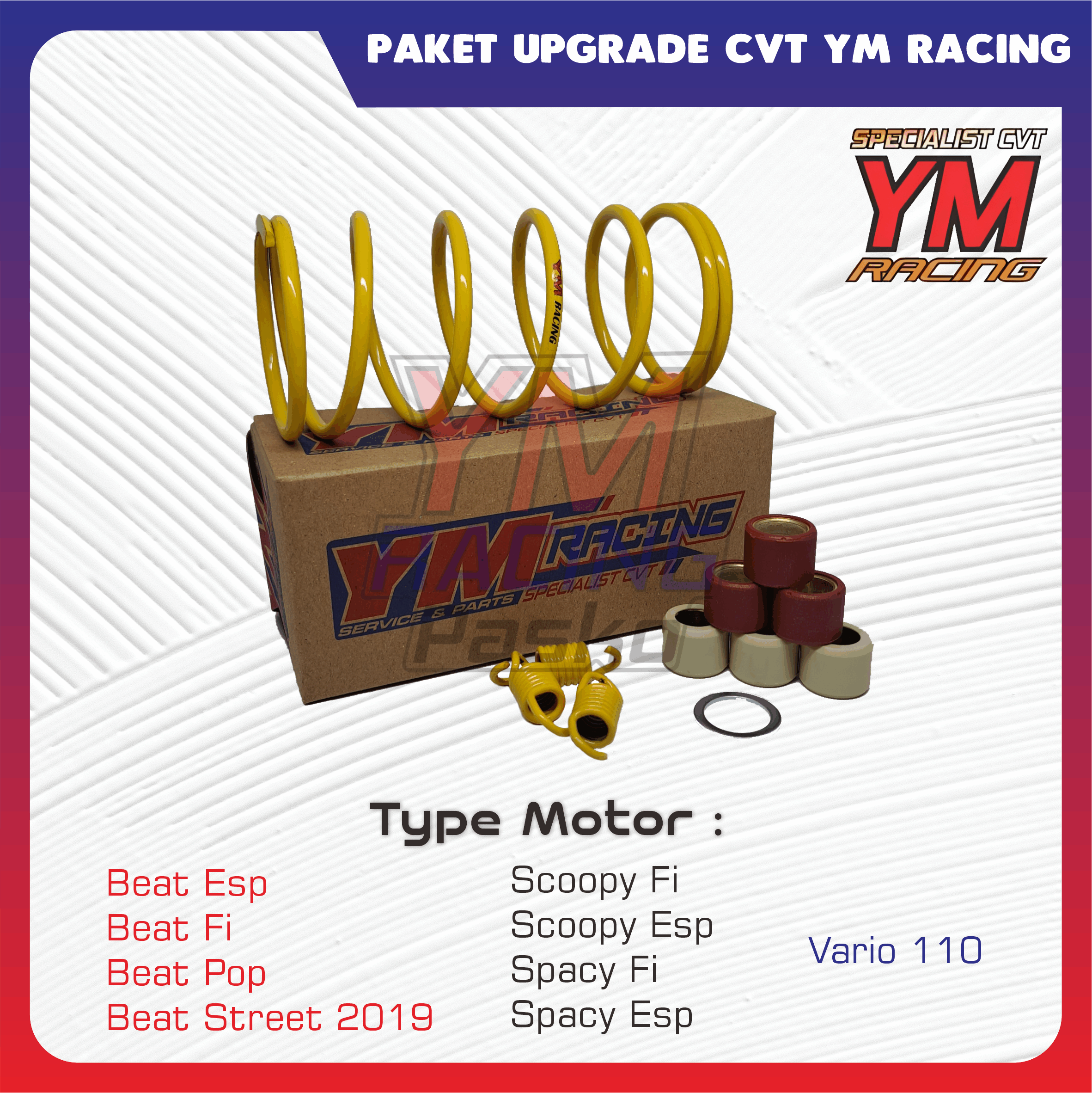 Paket Upgrade Cvt Ym Racing Rpm Beat Fi Beat Esp Beat Fi Stater Kasar Scoopy Fi