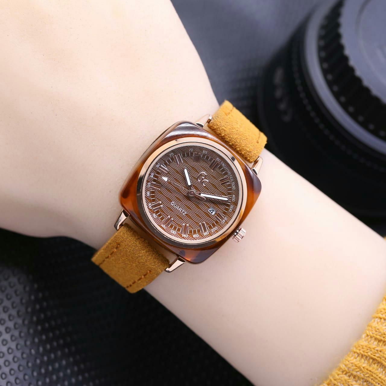 jam tangan GC tanggal aktif tali kulit