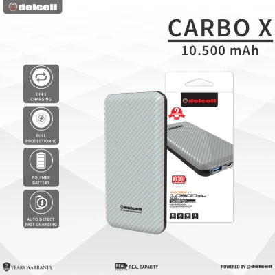 Power bank New Arrival Delcell CARBO X Carbon Power bank 10500mAh Real Capacity Fast Charging Polymer Battery