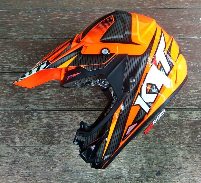 Helm KYT Cross Over Power Black Red Fluo