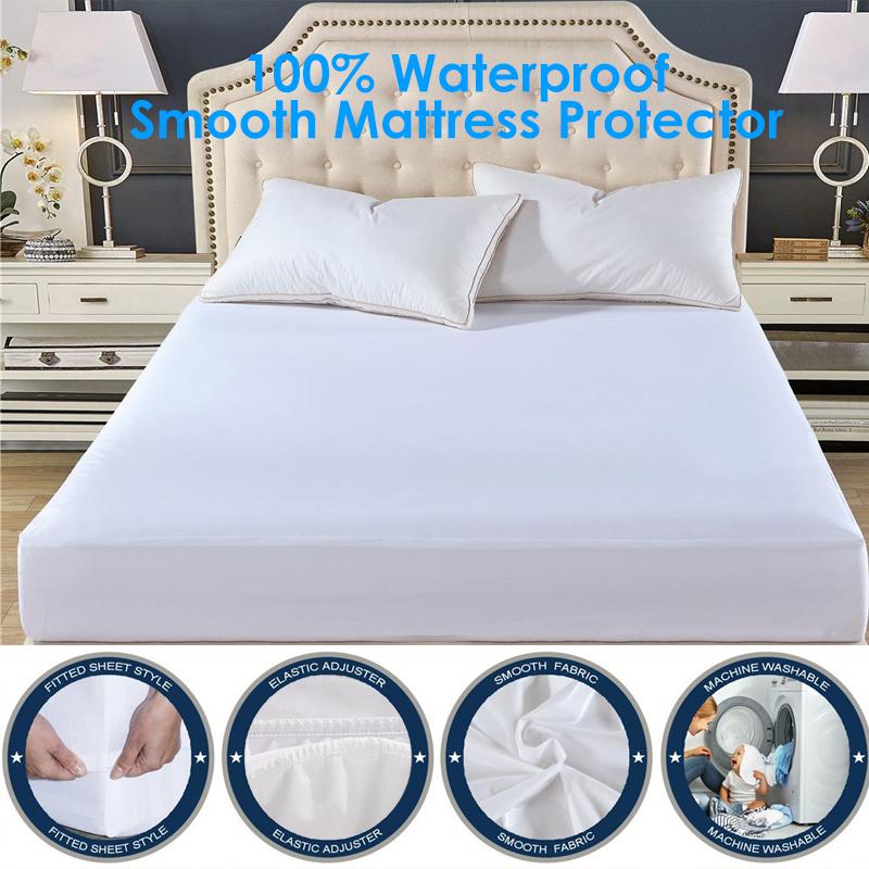 Twin/Full/Queen/King Smooth Waterproof Mattress Protector Hypoallergenic Mattress Cover Fitted Sheet Design Machine Washable Dust mite Proof